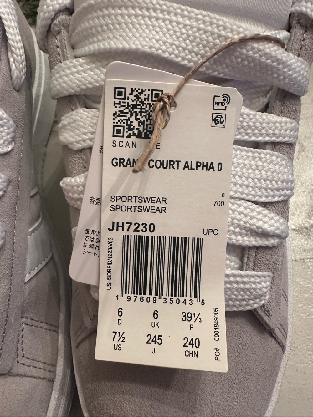 AdidasLace-Up Sneakers in Light Gray and White. Size 7.5. Brand new. - Picture 2 of 4